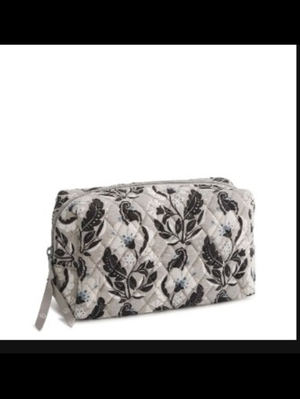🎄Vera Bradley Quilted Floral Zip Med Cosmetic Pouch in Cream and Black